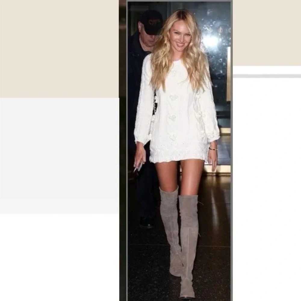 New No Box Stuart Weitzman Gray Women's Suede Knee-High Boots 8.5